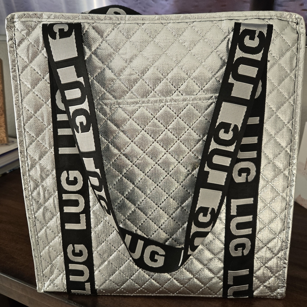Lug Metallic Silver Quilted Tote